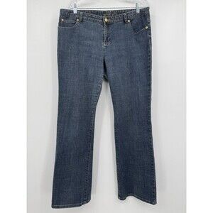 Vintage Michael Kors Denim Jeans 14 Blue Gold Hardware Designer Bootcut Pants